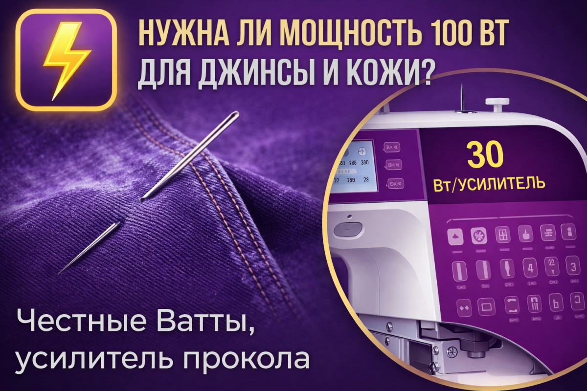 Мне нужна машинка мощностью 85–100 Вт, иначе она не прошьет джинсу и кожу!